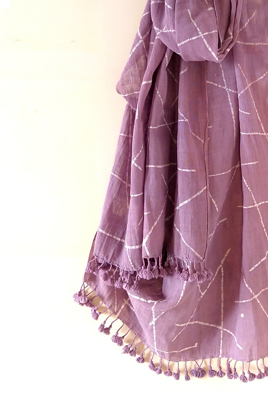 Lilac Kala Cotton Batik Stole, Natural Dyes